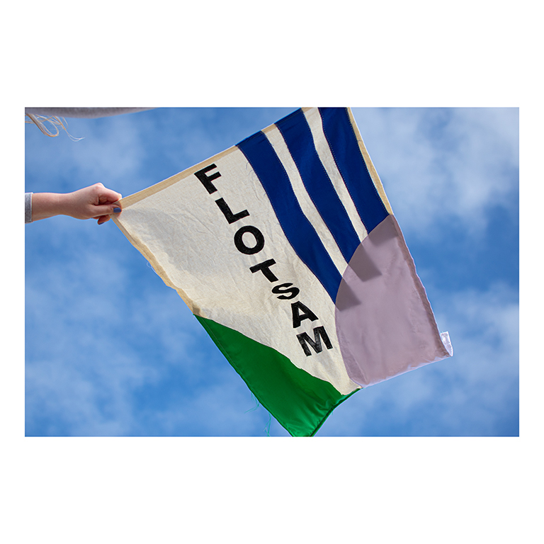 green blue, white and purple Flotsam flag