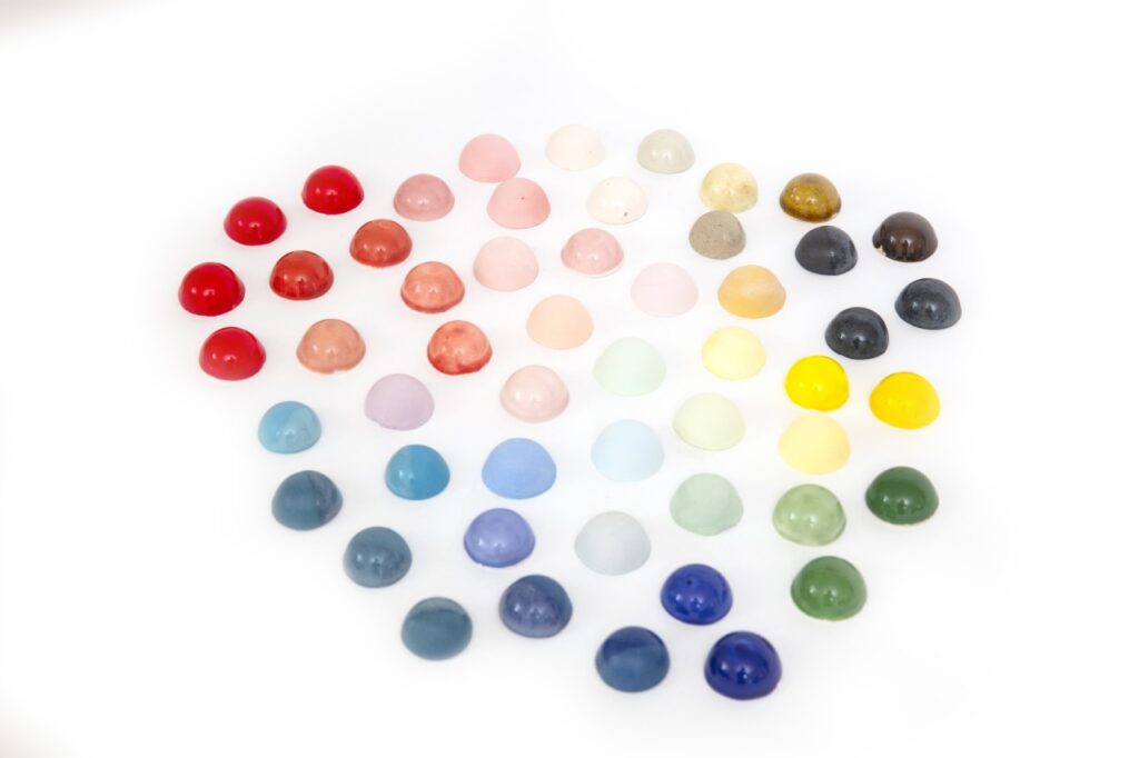Multicoloured semi-circular Glaze Tests
