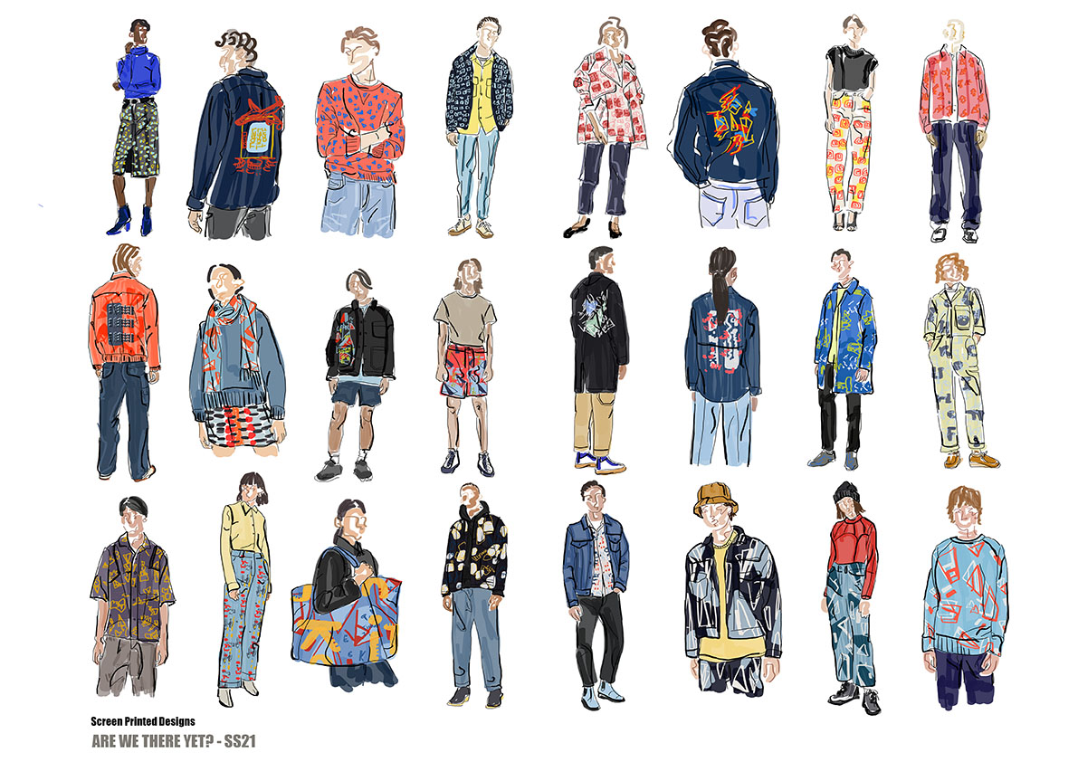 Fashion illustration of collection line up
