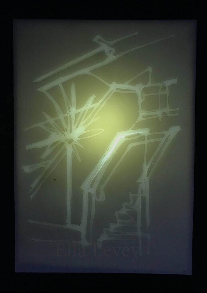Drawing projected on a light box 