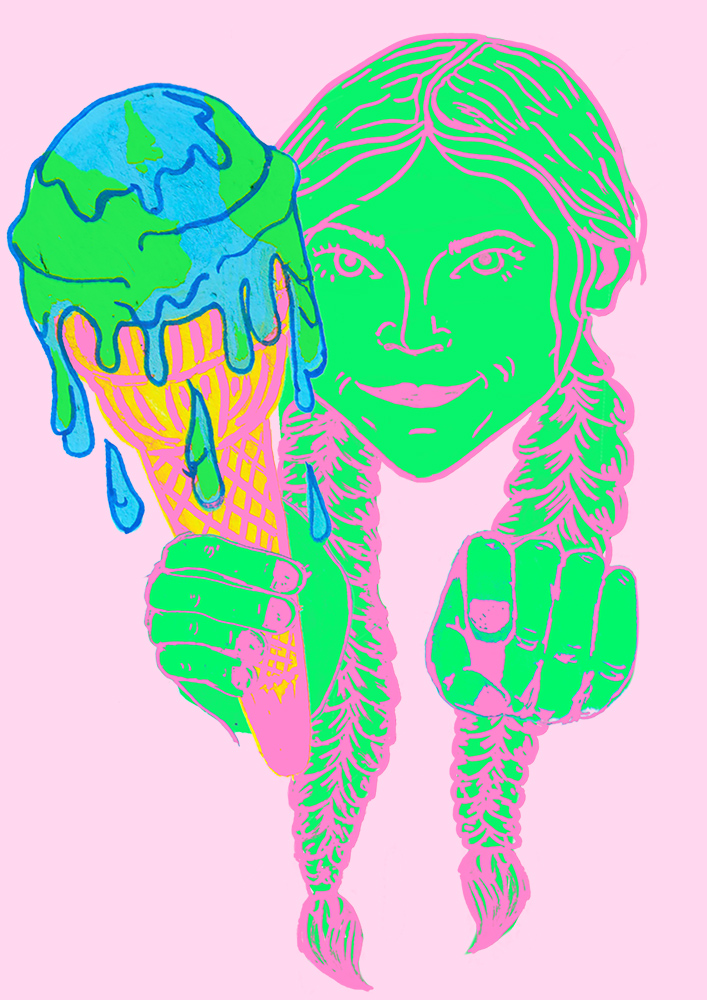 Illustration of a girl with an ice cream