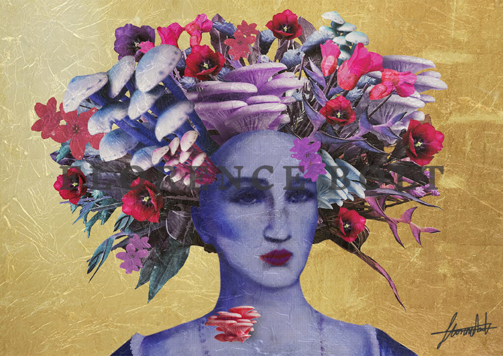 Illustration woman with flower headdress