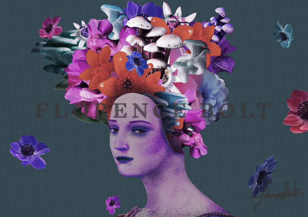 Illustration woman with flower headdress