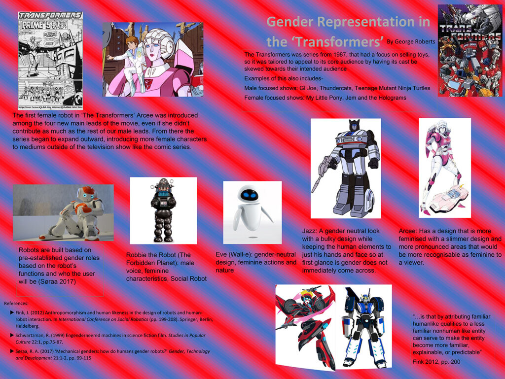 a poster depicting George Roberts - Gender Representation in the ‘Transformers’ (2020)