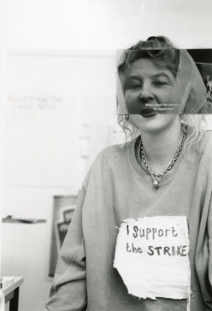 black and white image of woman protestor