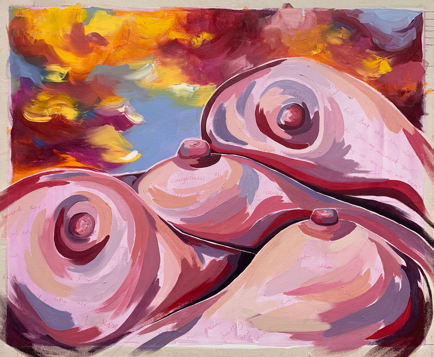 Painting of multiple of breasts