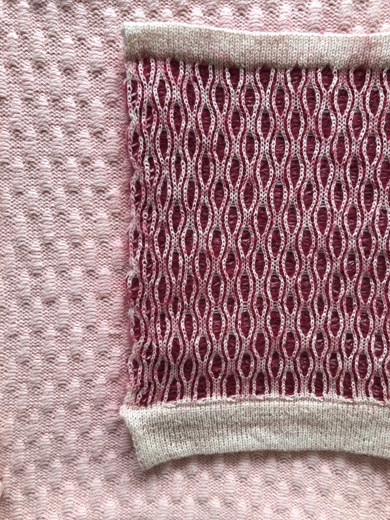 Red and pink knit sample