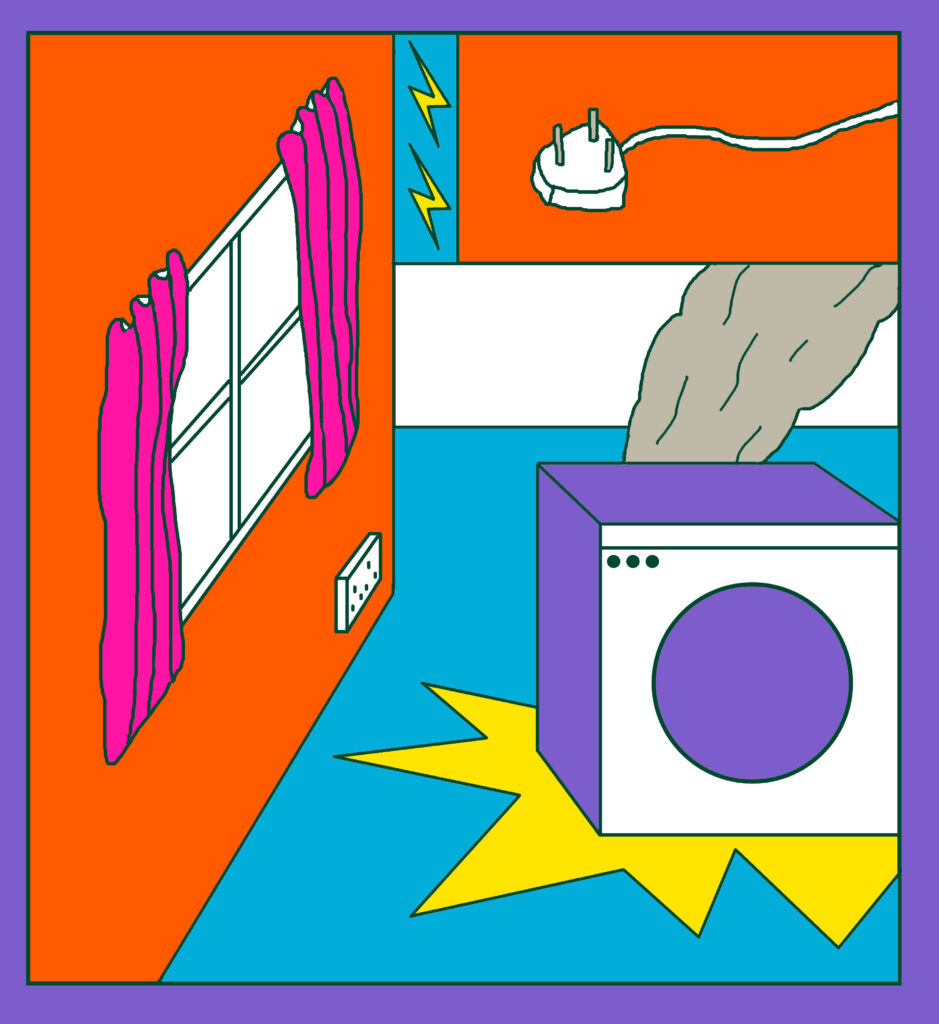 Illustration on washing machine