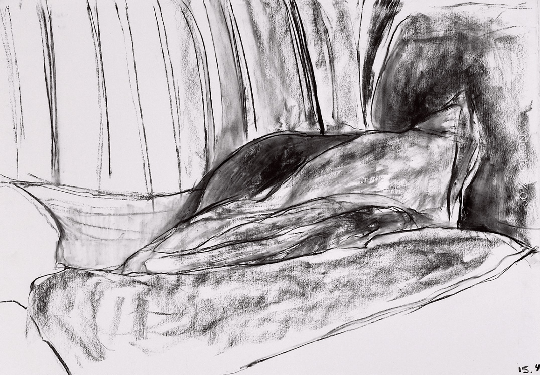 Charcoal drawing of sofa