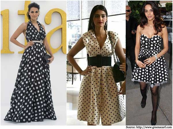 fashion models in polka dot dresses