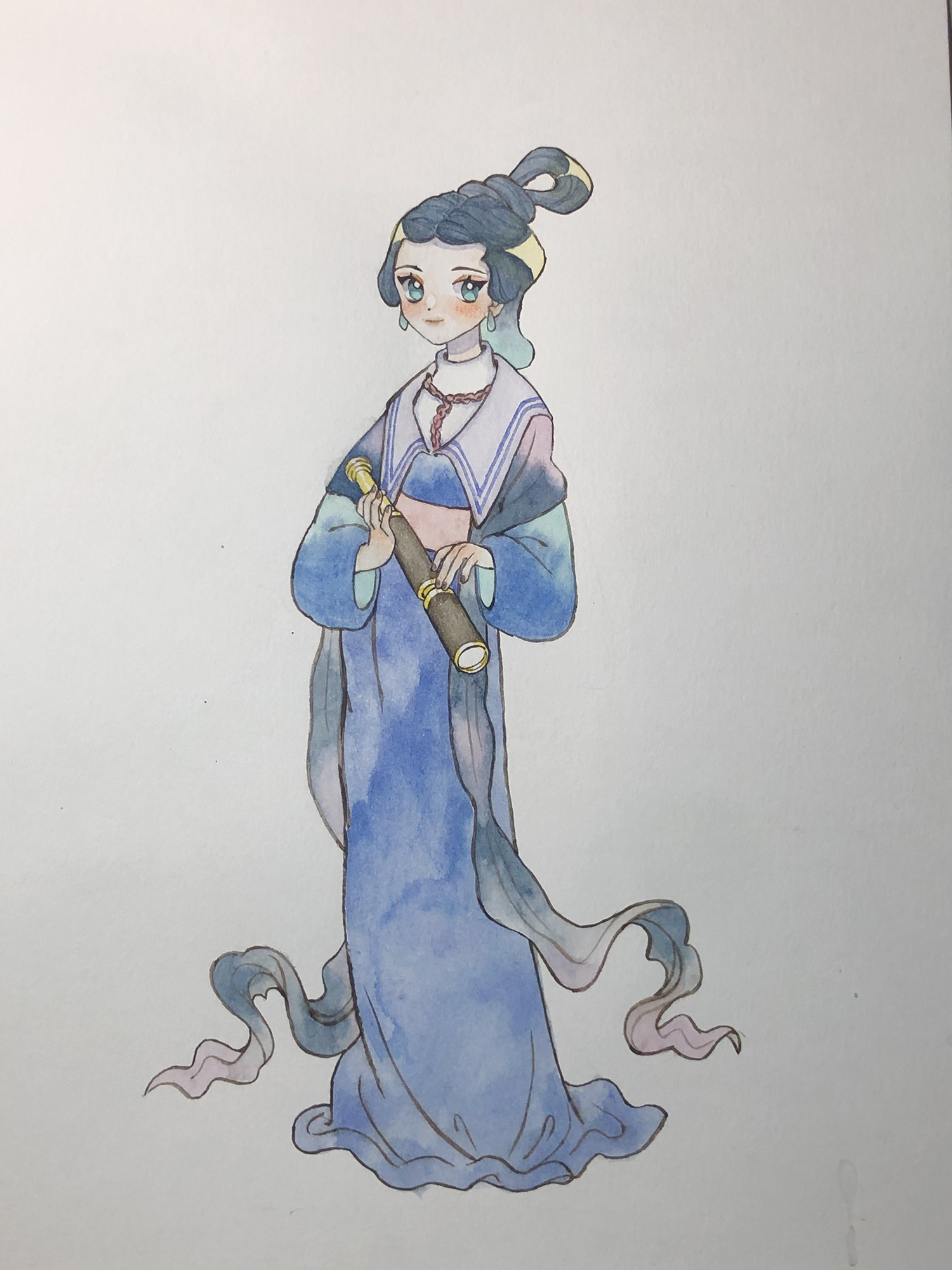 Japanese cartoon style illustration of a lady