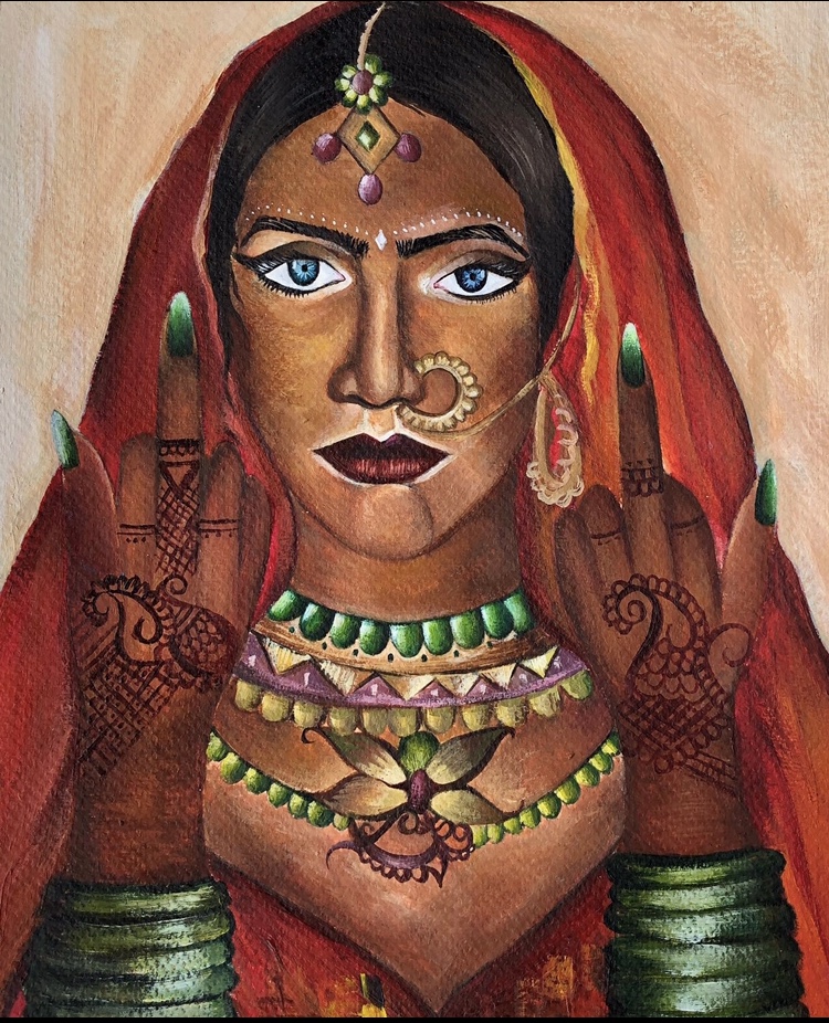painting of a south asian woman